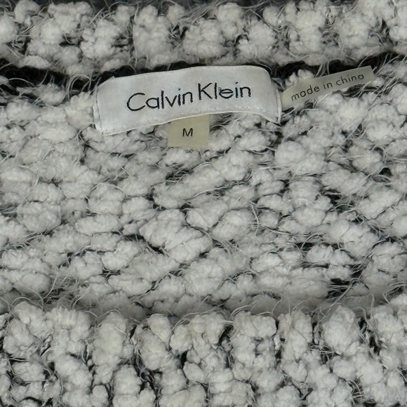 Calvin Klein Medium Striped Cozy Eyelash Knit Midi Sweater Dress Bodycon Sheath - Picture 5 of 9